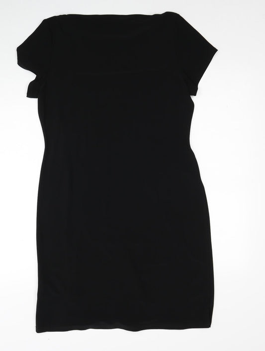 Reflections Womens Black Geometric Viscose A-Line Size 14 Round Neck Pullover