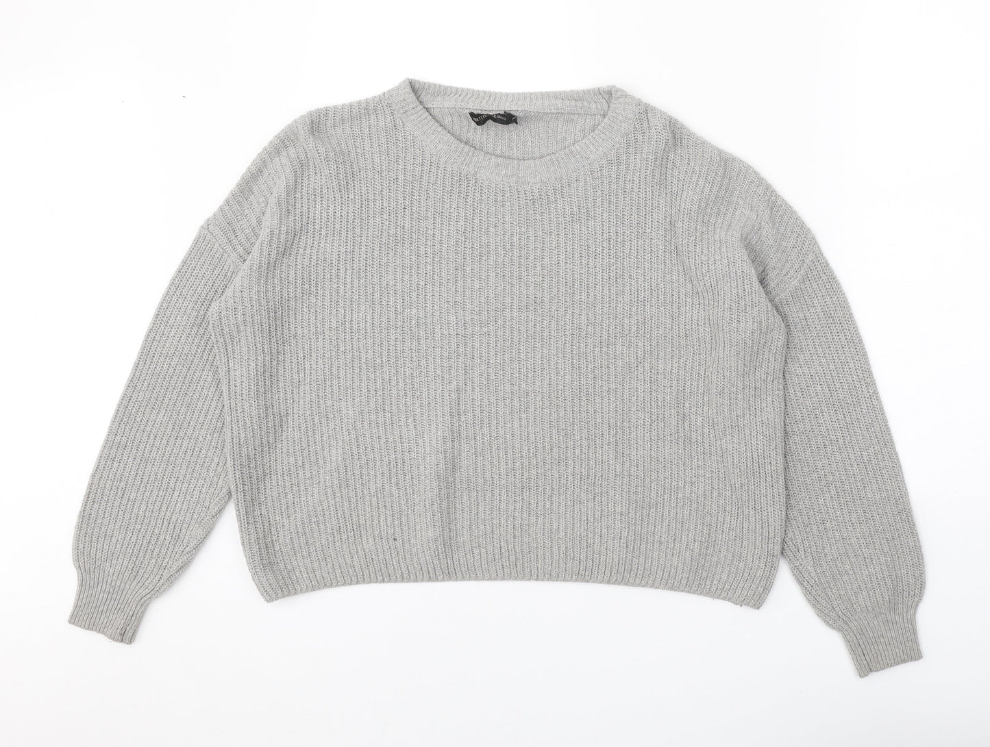 PRETTYLITTLETHING Womens Grey Boat Neck Polyester Pullover Jumper Size M