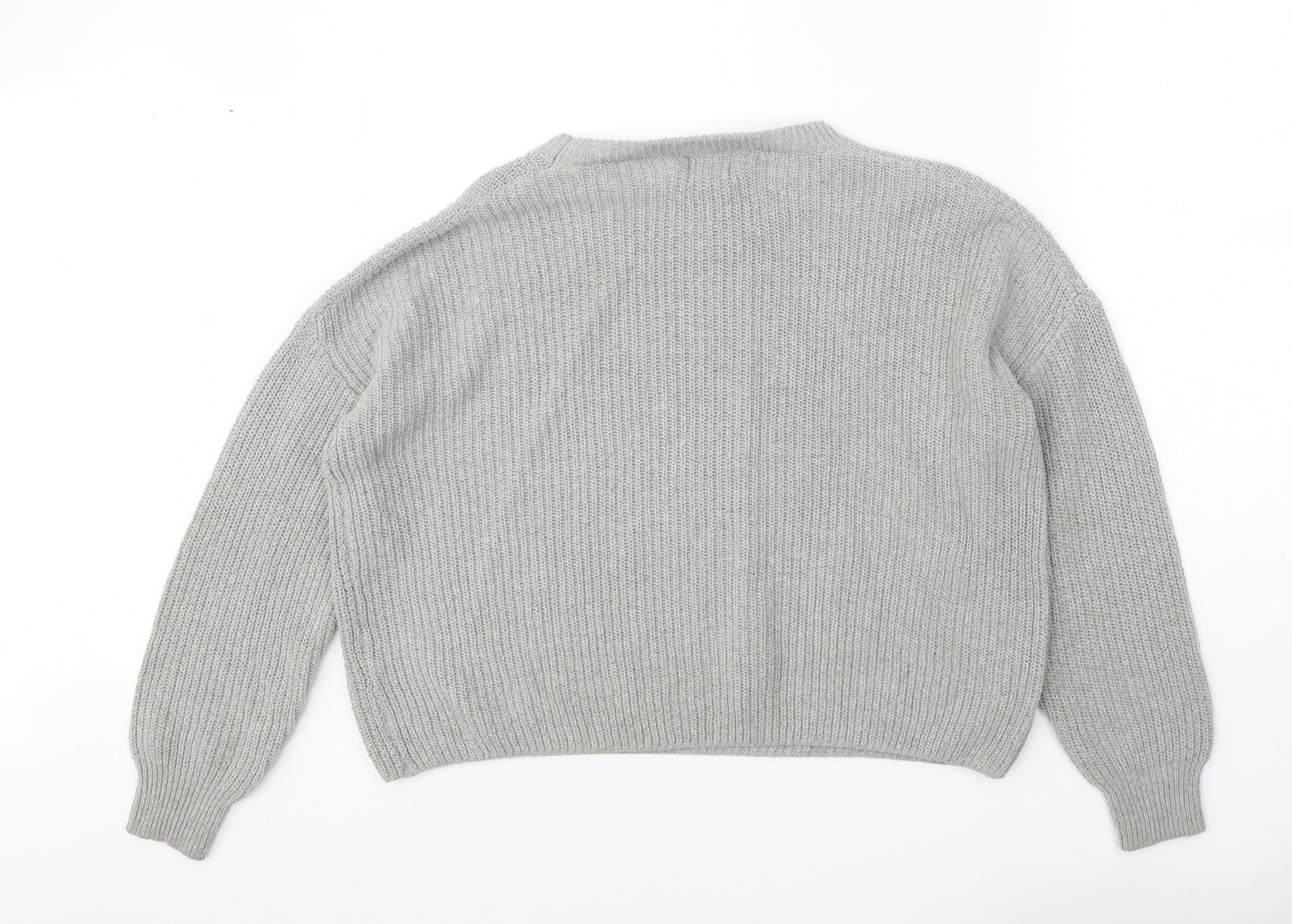 PRETTYLITTLETHING Womens Grey Boat Neck Polyester Pullover Jumper Size M
