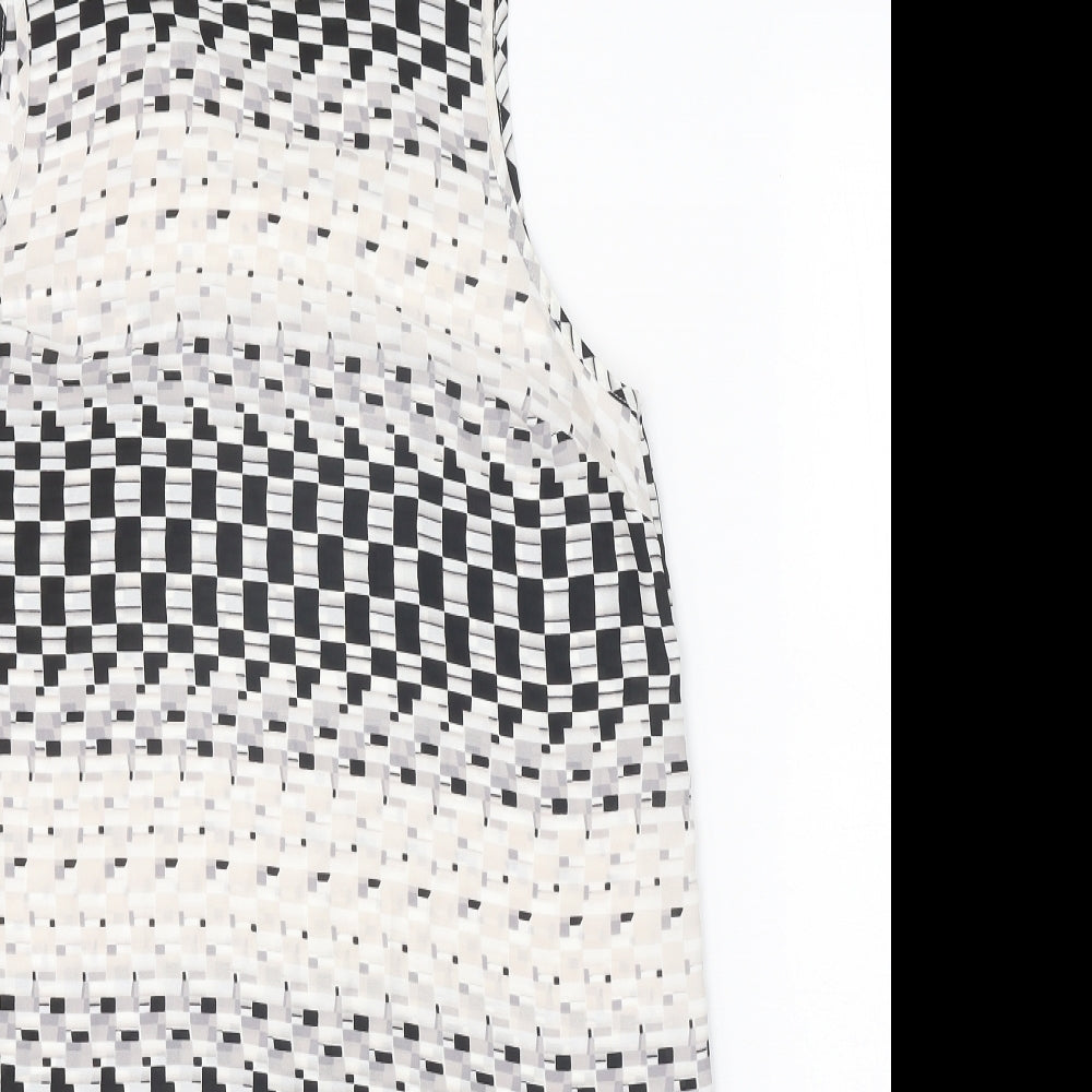 Topshop Womens White Geometric Polyester A-Line Size 12 Round Neck Pullover
