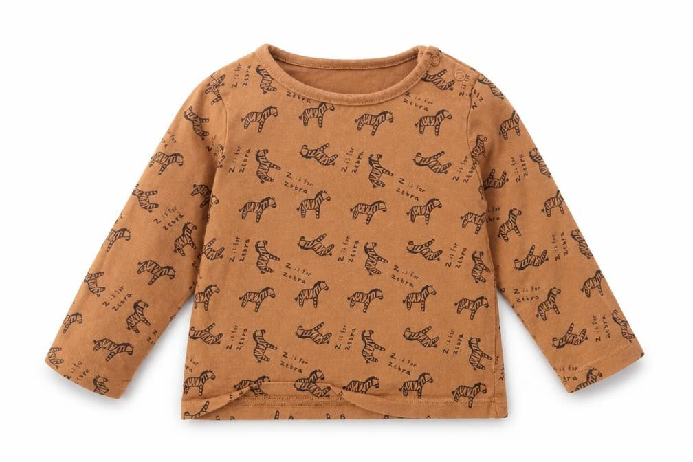 F&F Boys Orange Geometric 100% Cotton Pullover T-Shirt Size 9-12 Months Boat Neck Snap - Zebra Print