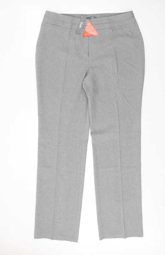 South Womens Grey Polyester Trousers Size 16 Regular Zip