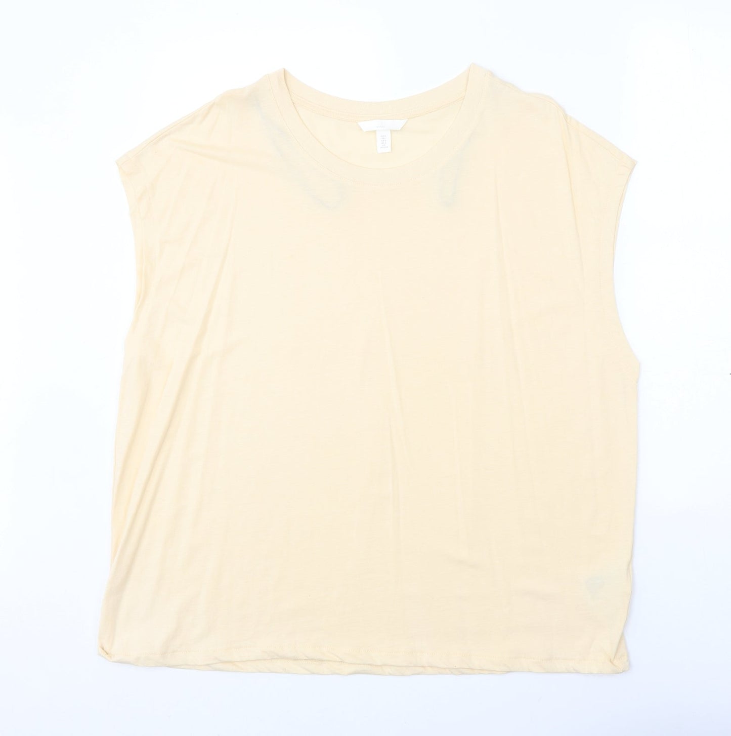 george & martha Womens Beige 100% Cotton Basic Tank Size L Round Neck