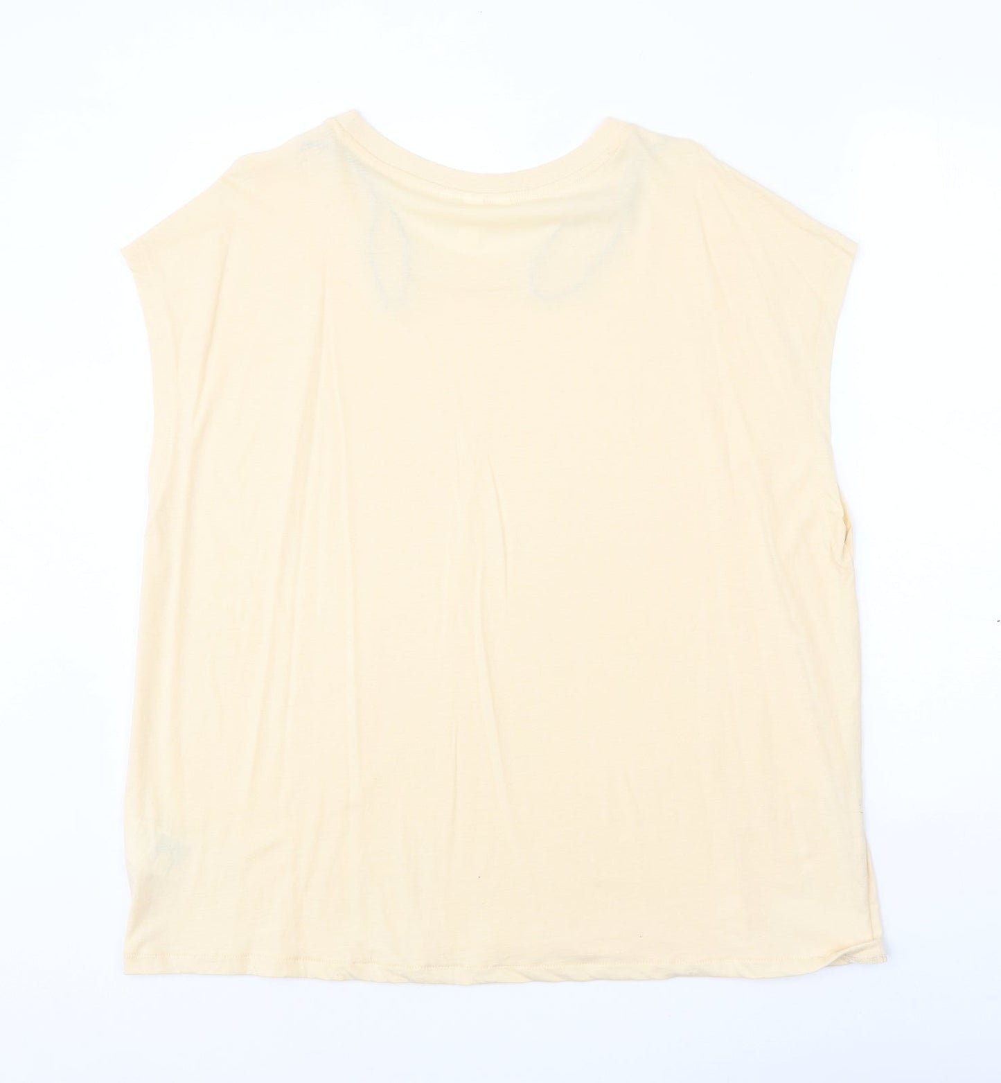 george & martha Womens Beige 100% Cotton Basic Tank Size L Round Neck