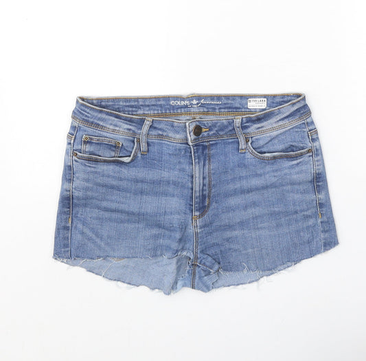 Collins Womens Blue Cotton Boyfriend Shorts Size 29 in Regular Zip