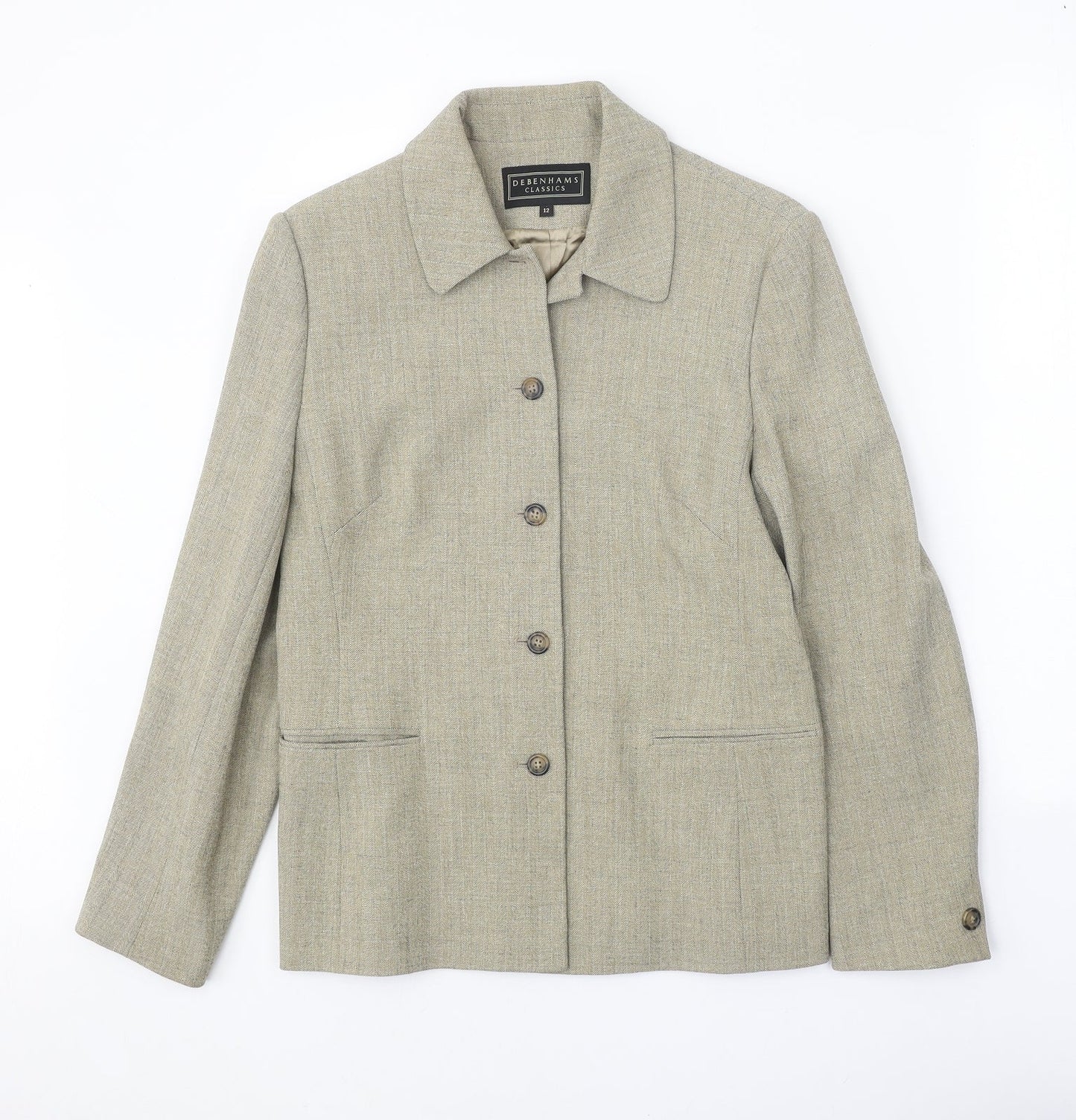 Classics Womens Beige Jacket Size 12 Button