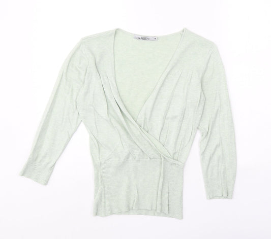 Republic Womens Green Polyester Basic T-Shirt Size 12 V-Neck