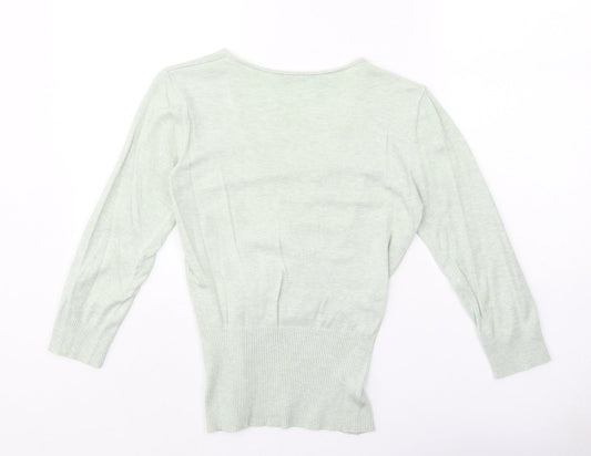 Republic Womens Green Polyester Basic T-Shirt Size 12 V-Neck