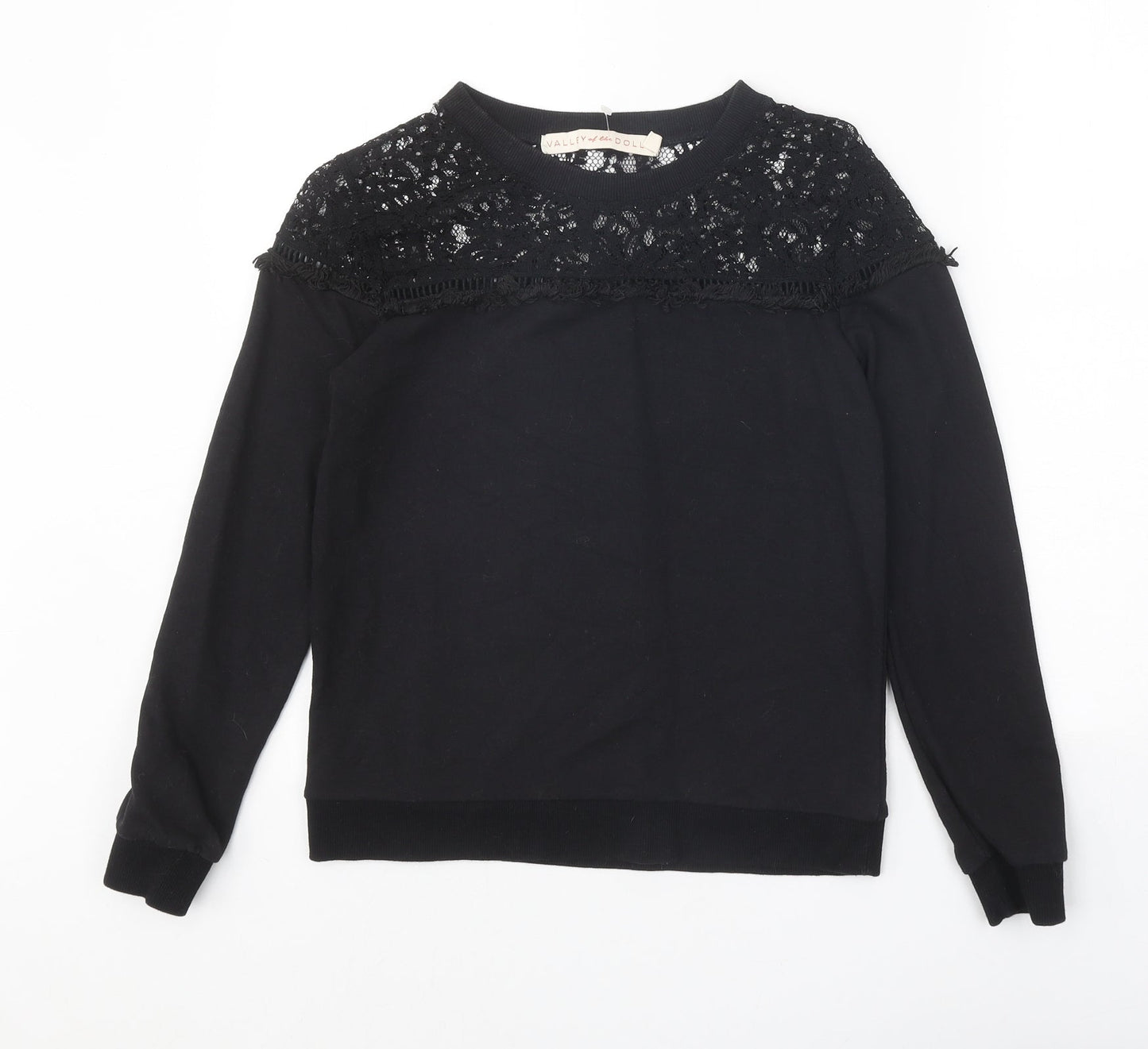 Valley Of The Dolls Womens Black Cotton Pullover Sweatshirt Size 8 Pullover