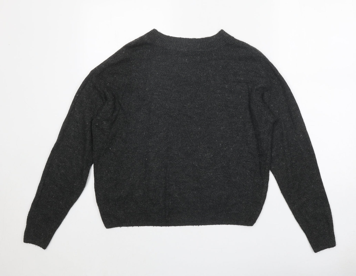 H&M Womens Grey Round Neck Acrylic Pullover Jumper Size XS