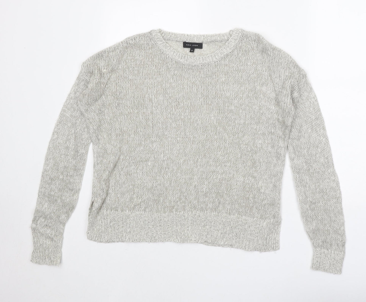 New Look Womens Grey Round Neck Acrylic Pullover Jumper Size S