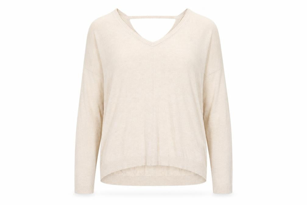 Marks and Spencer Womens Beige V-Neck Viscose Pullover Jumper Size 12