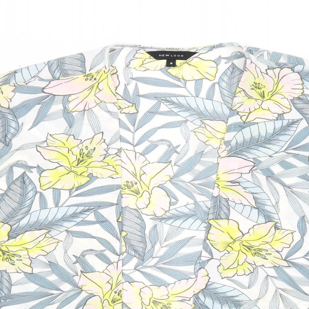 New Look Womens Multicoloured Geometric Polyester Kimono Blouse Size 6 V-Neck