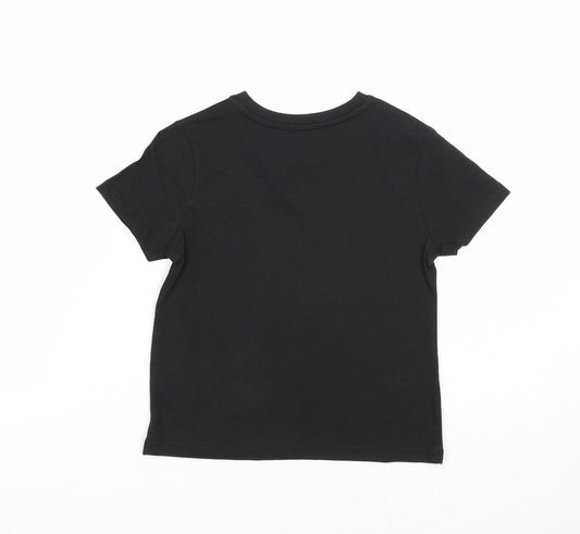 Preworn Girls Black Cotton Basic T-Shirt Size 2-3 Years Scoop Neck Pullover - Always Team Santa