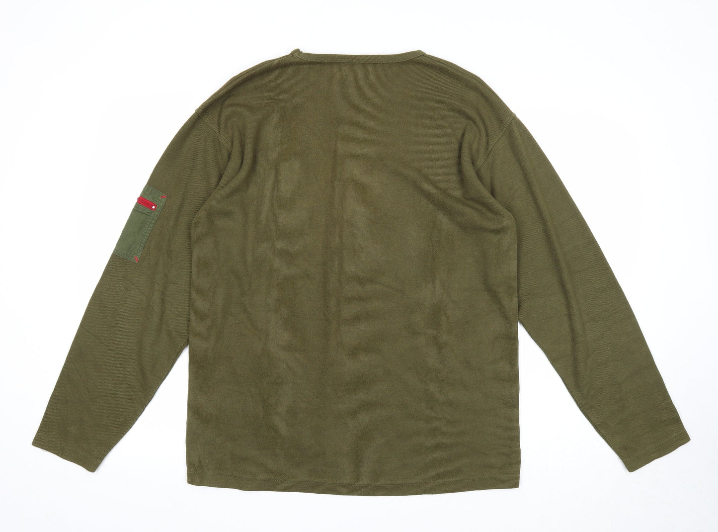 MX Active Mens Green Round Neck Polyester Pullover Jumper Size M Long Sleeve