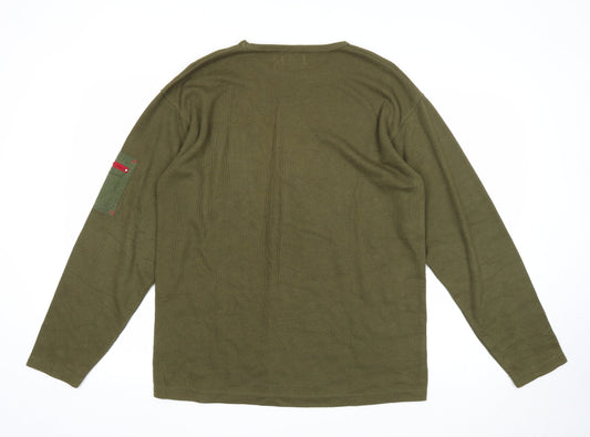 MX Active Mens Green Round Neck Polyester Pullover Jumper Size M Long Sleeve