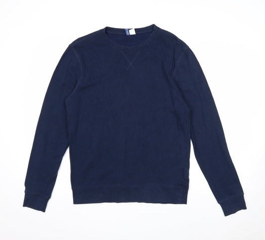 Divided Mens Blue Cotton Pullover Sweatshirt Size S