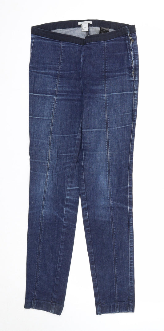 H&M Womens Blue Cotton Skinny Jeans Size 8 Regular Zip