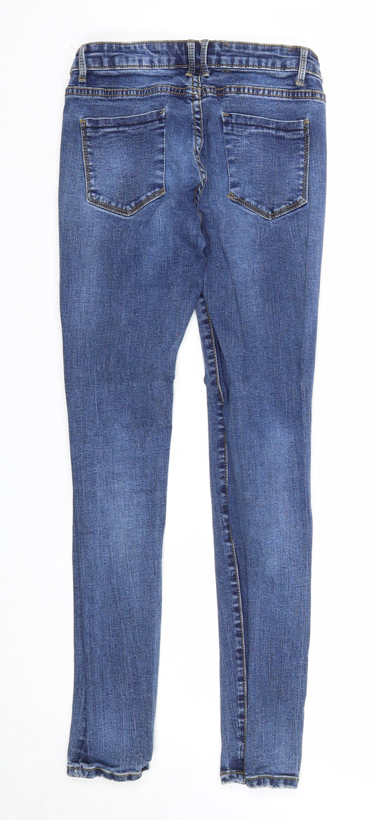 Preworn Womens Blue Cotton Skinny Jeans Size XS Regular Zip