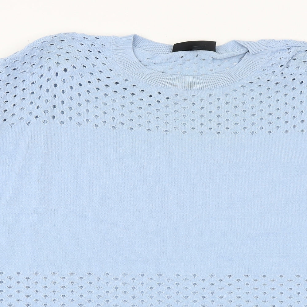 Topshop Womens Blue Round Neck Viscose Pullover Jumper Size 8
