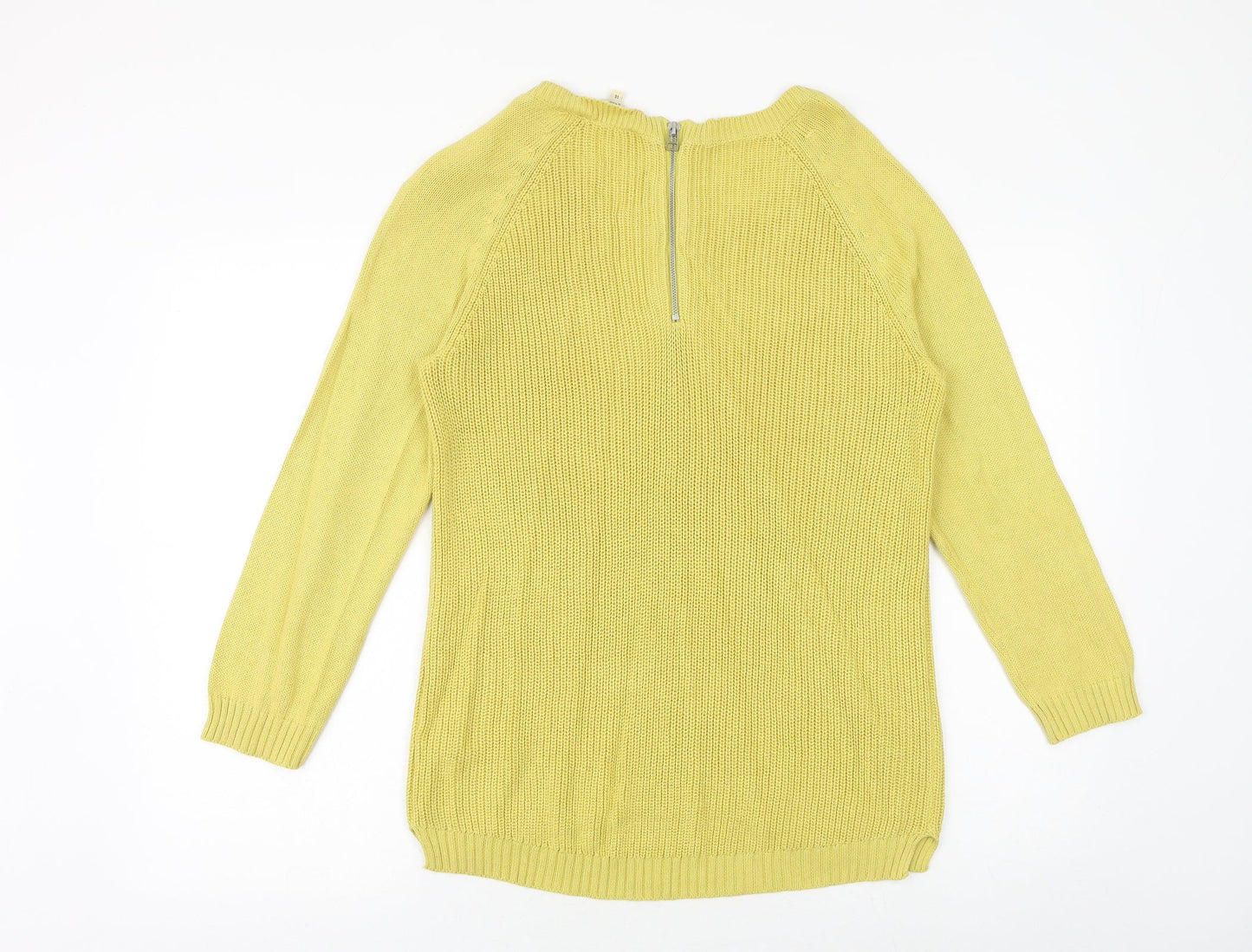 M&Co Womens Yellow Round Neck Acrylic Pullover Jumper Size 14