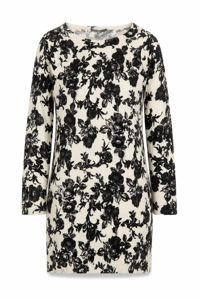 Peacocks Womens Beige Fair Isle Acrylic Jumper Dress Size 12 Boat Neck Pullover