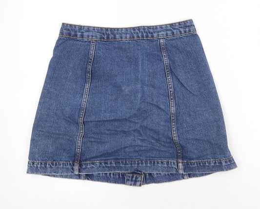 Topshop Womens Blue Cotton Mini Skirt Size 26 in Button