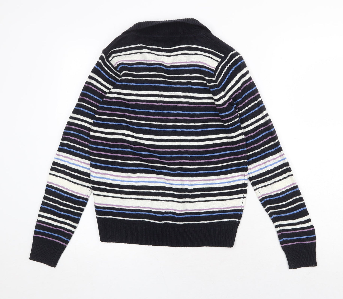 EWM Womens Multicoloured Collared Striped Acrylic Pullover Jumper Size S - Size 10-12