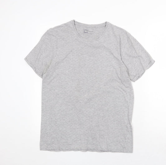 FSBN Mens Grey Polka Dot Cotton T-Shirt Size M Round Neck