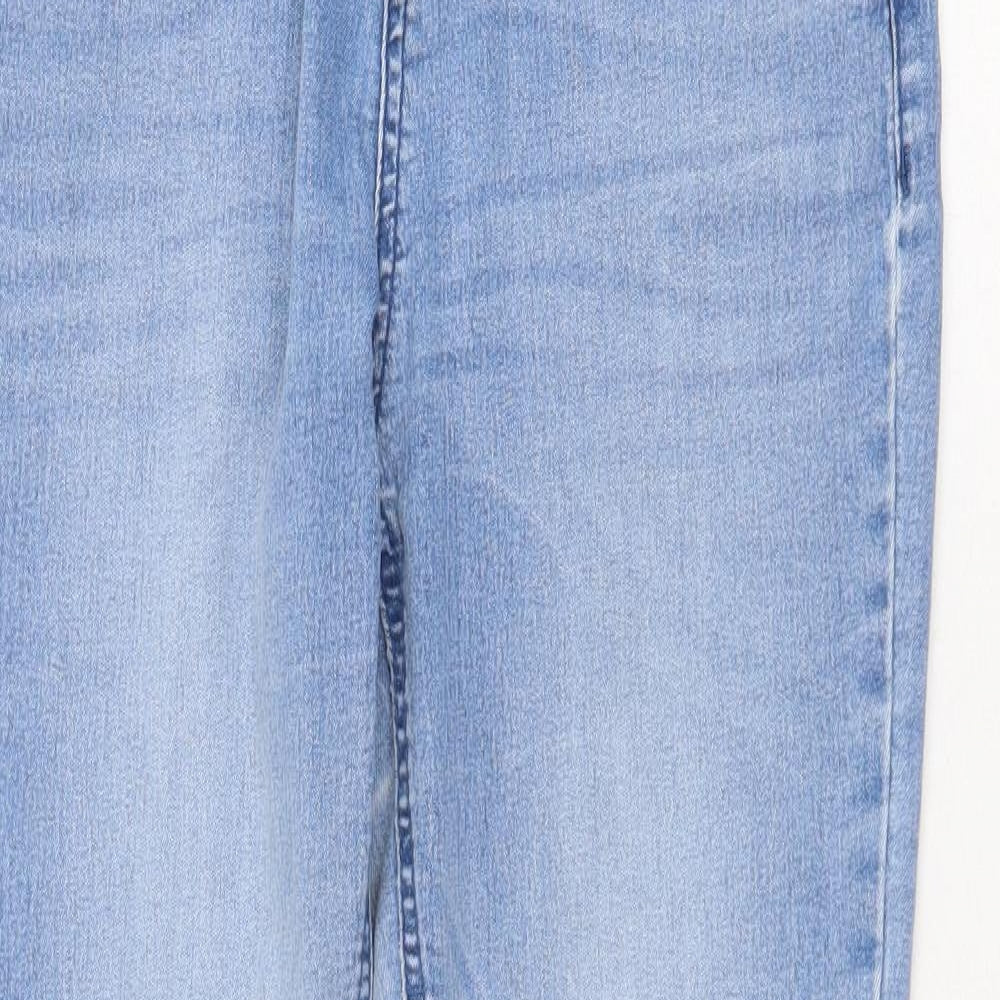 Topshop Womens Blue Cotton Straight Jeans Size 30 in Regular Zip