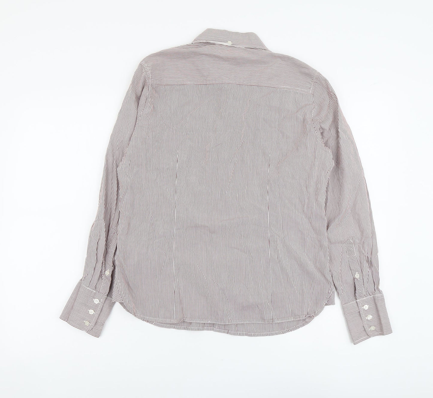 Christian Berg Womens Pink Striped Cotton Basic Button-Up Size 14 Collared