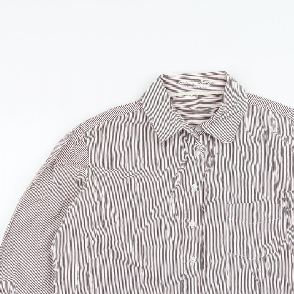 Christian Berg Womens Pink Striped Cotton Basic Button-Up Size 14 Collared
