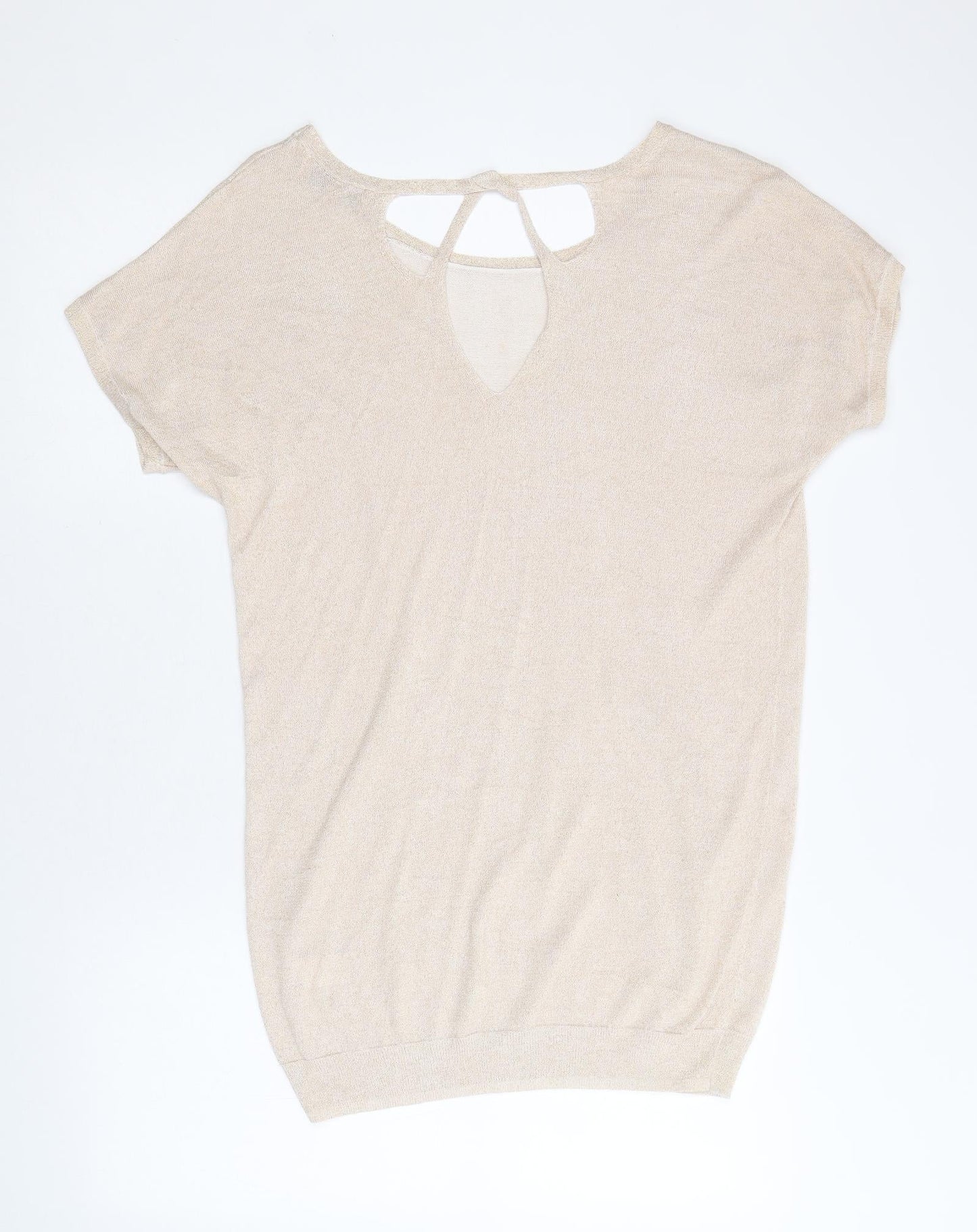 NEXT Womens Gold Round Neck Viscose Pullover Jumper Size 10