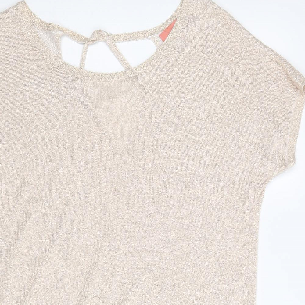 NEXT Womens Gold Round Neck Viscose Pullover Jumper Size 10