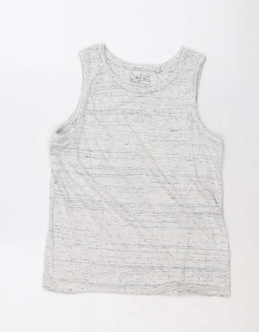 NEXT Boys Grey Cotton Basic Tank Size 8 Years Round Neck Pullover