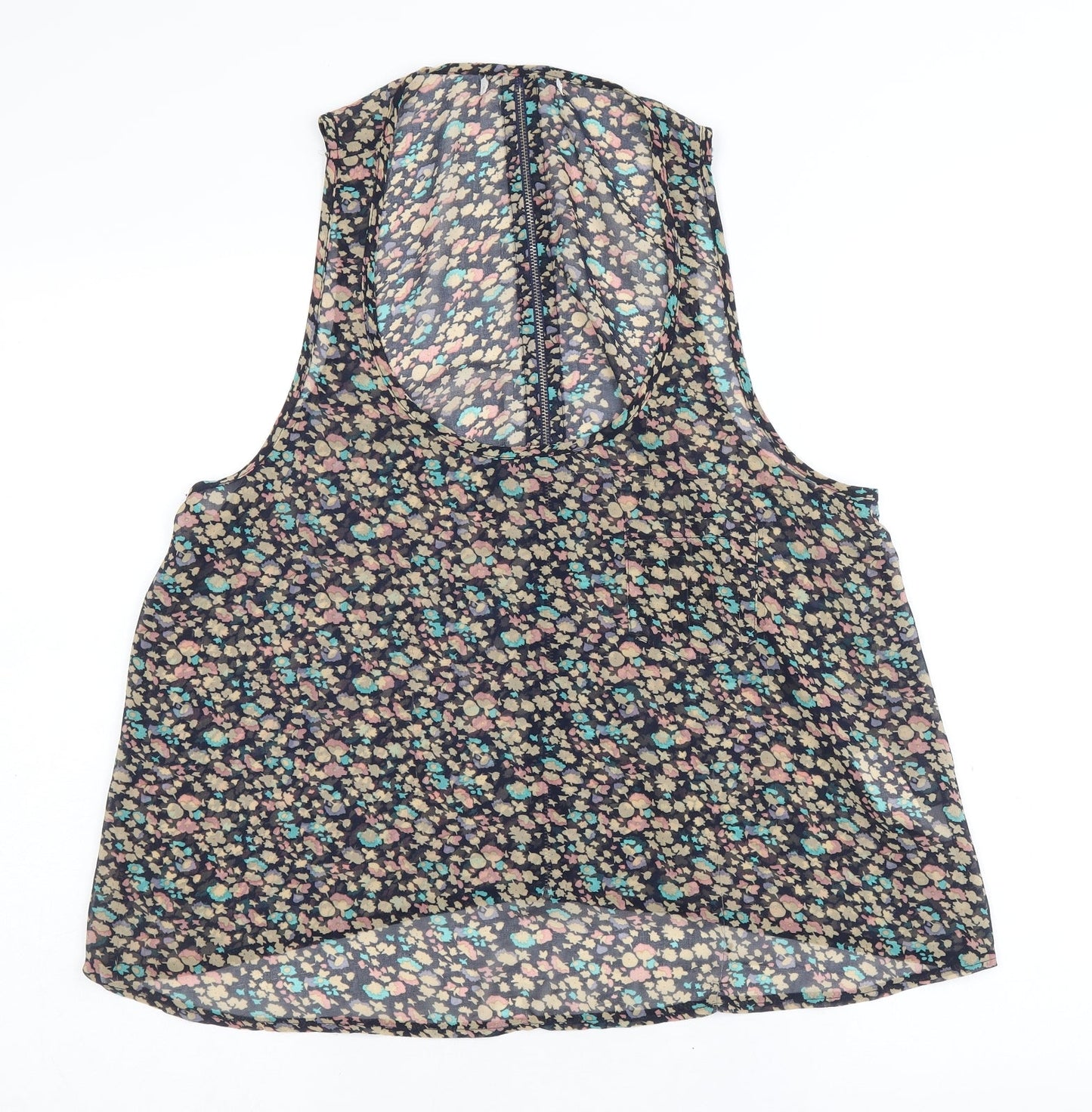 New Look Womens Multicoloured Geometric Polyester Basic Tank Size S Scoop Neck