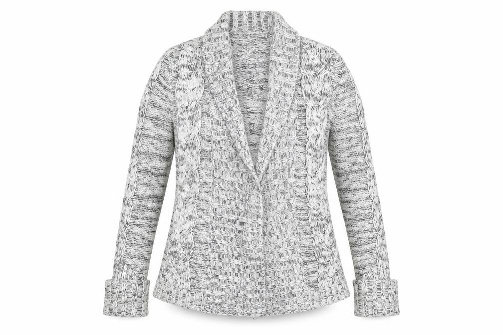Vintage Couture Womens Beige V-Neck Acrylic Cardigan Jumper Size L