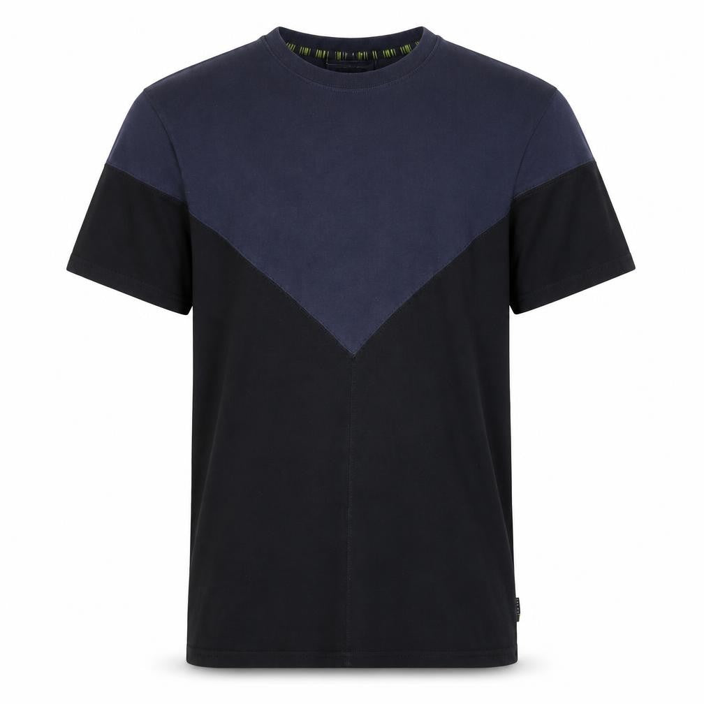 Iuter Mens Blue Colourblock Cotton T-Shirt Size S Round Neck
