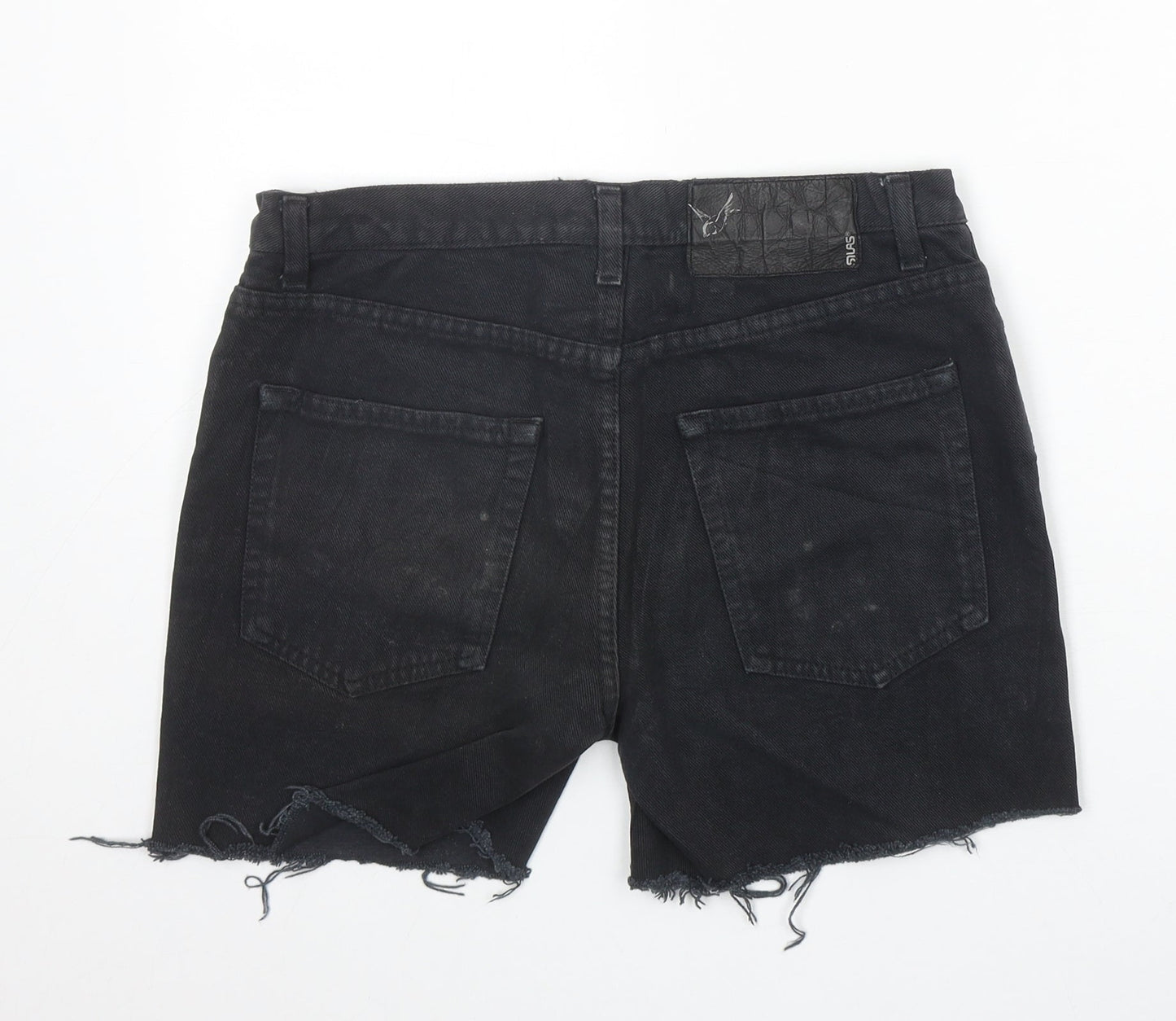 Preworn Womens Black Cotton Cut-Off Shorts Size S Regular Zip