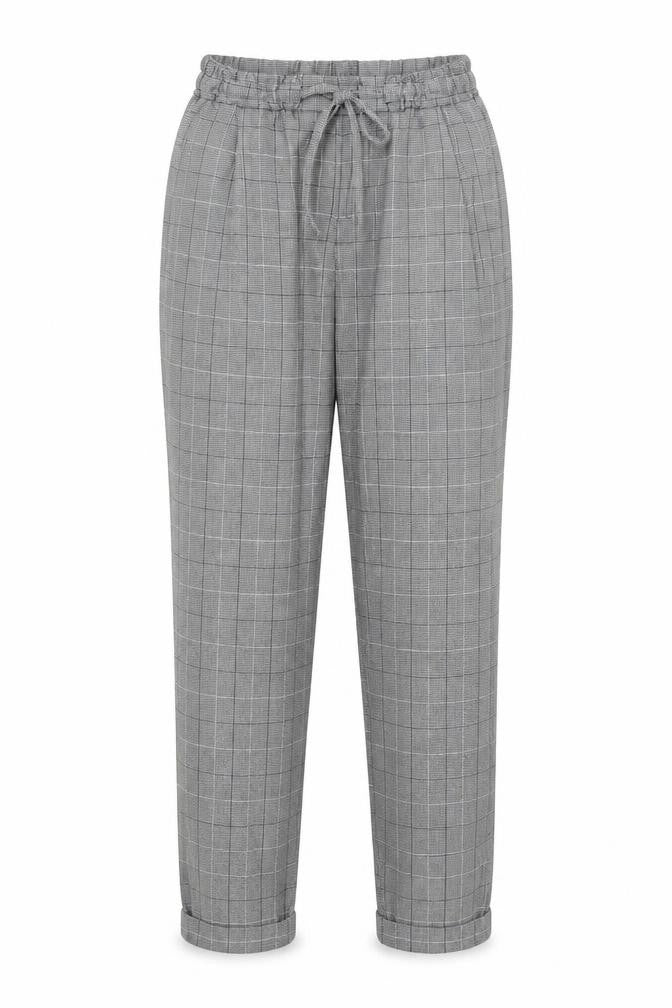 Light Before Dark Womens Grey Plaid Polyester Carrot Trousers Size XS Regular Drawstring