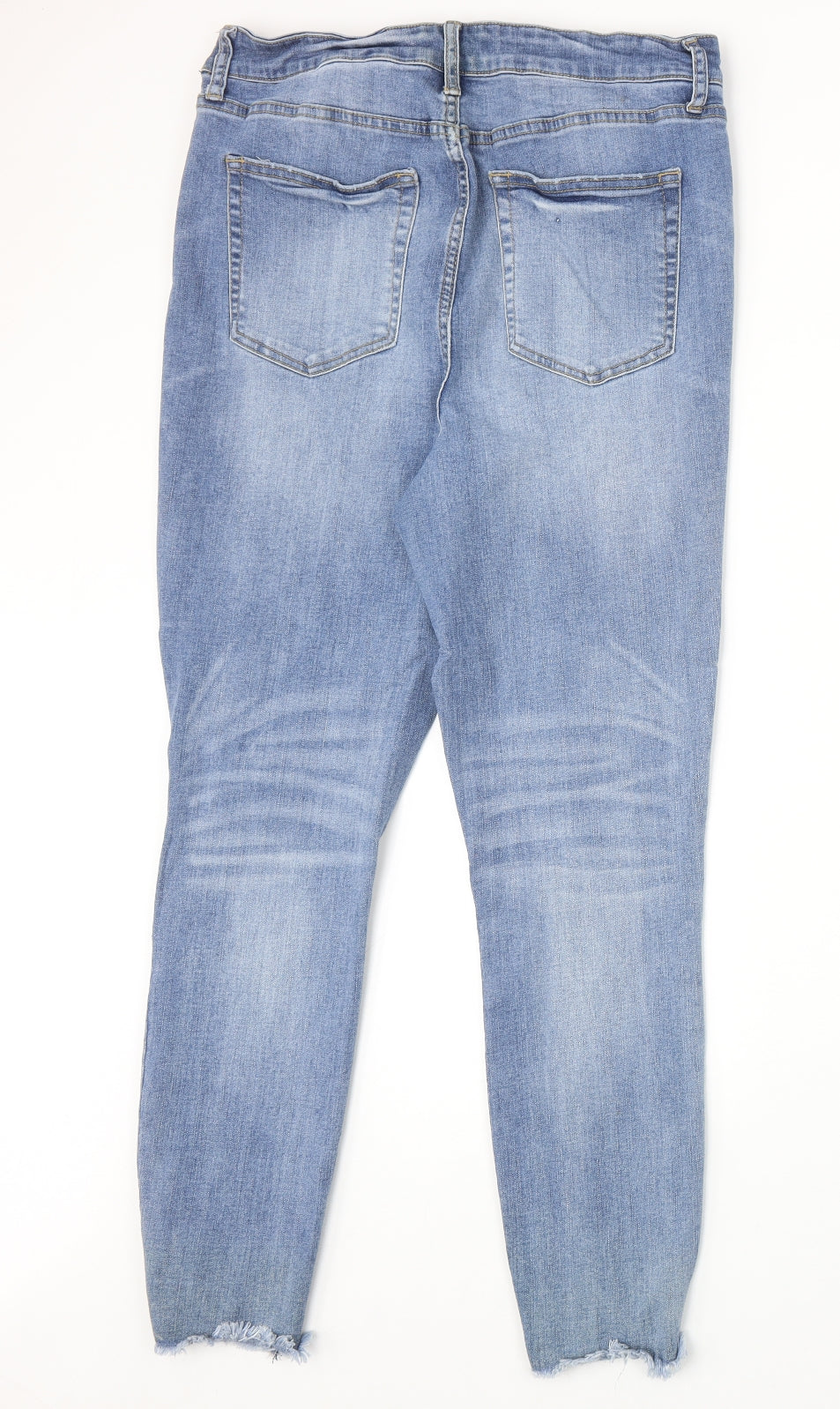 JustFab Womens Blue Cotton Straight Jeans Size 34 in Regular Zip