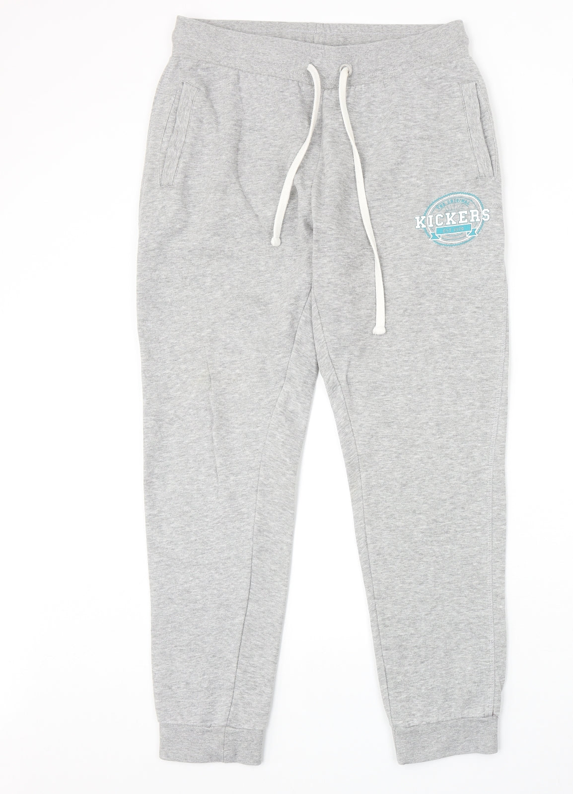 Kickers Womens Grey Cotton Sweatpants Trousers Size 10 Regular Drawstring