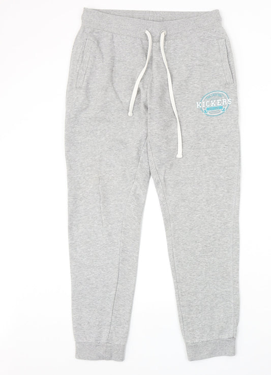Kickers Womens Grey Cotton Sweatpants Trousers Size 10 Regular Drawstring