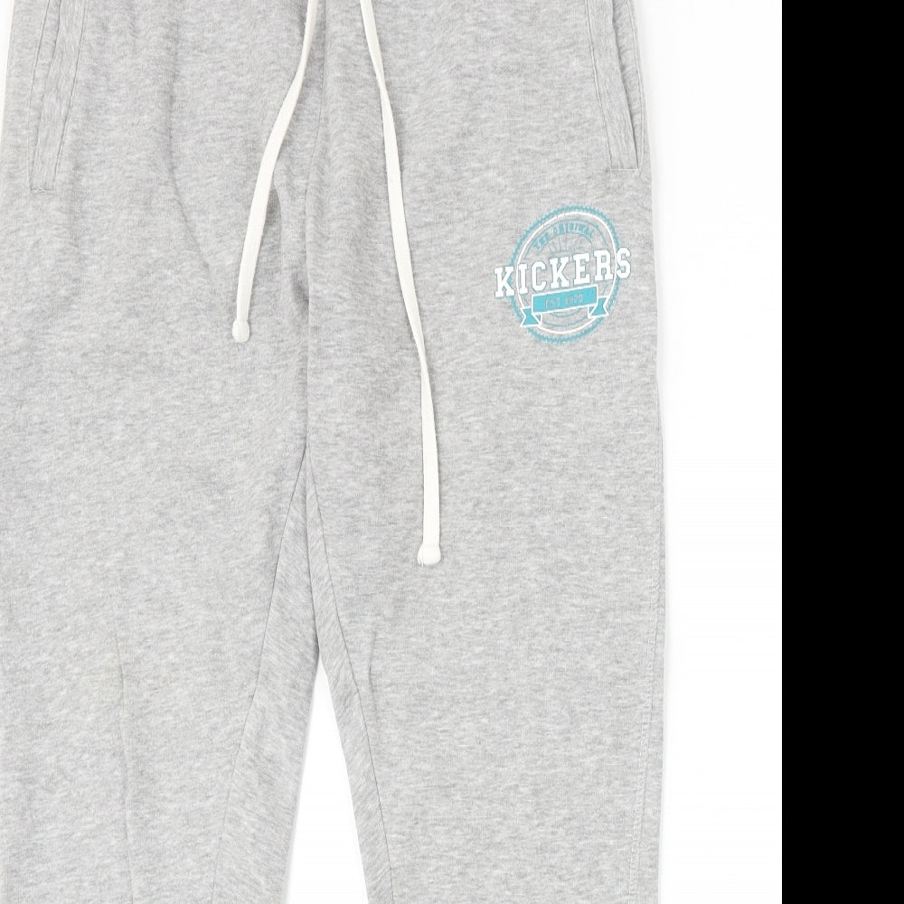 Kickers Womens Grey Cotton Sweatpants Trousers Size 10 Regular Drawstring
