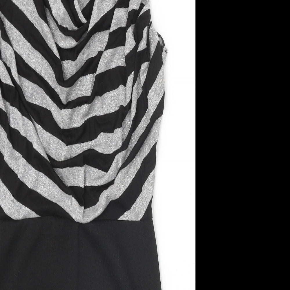 Bloose Womens Black Striped Polyester Bodycon Size S Cowl Neck Pullover - Size S/M