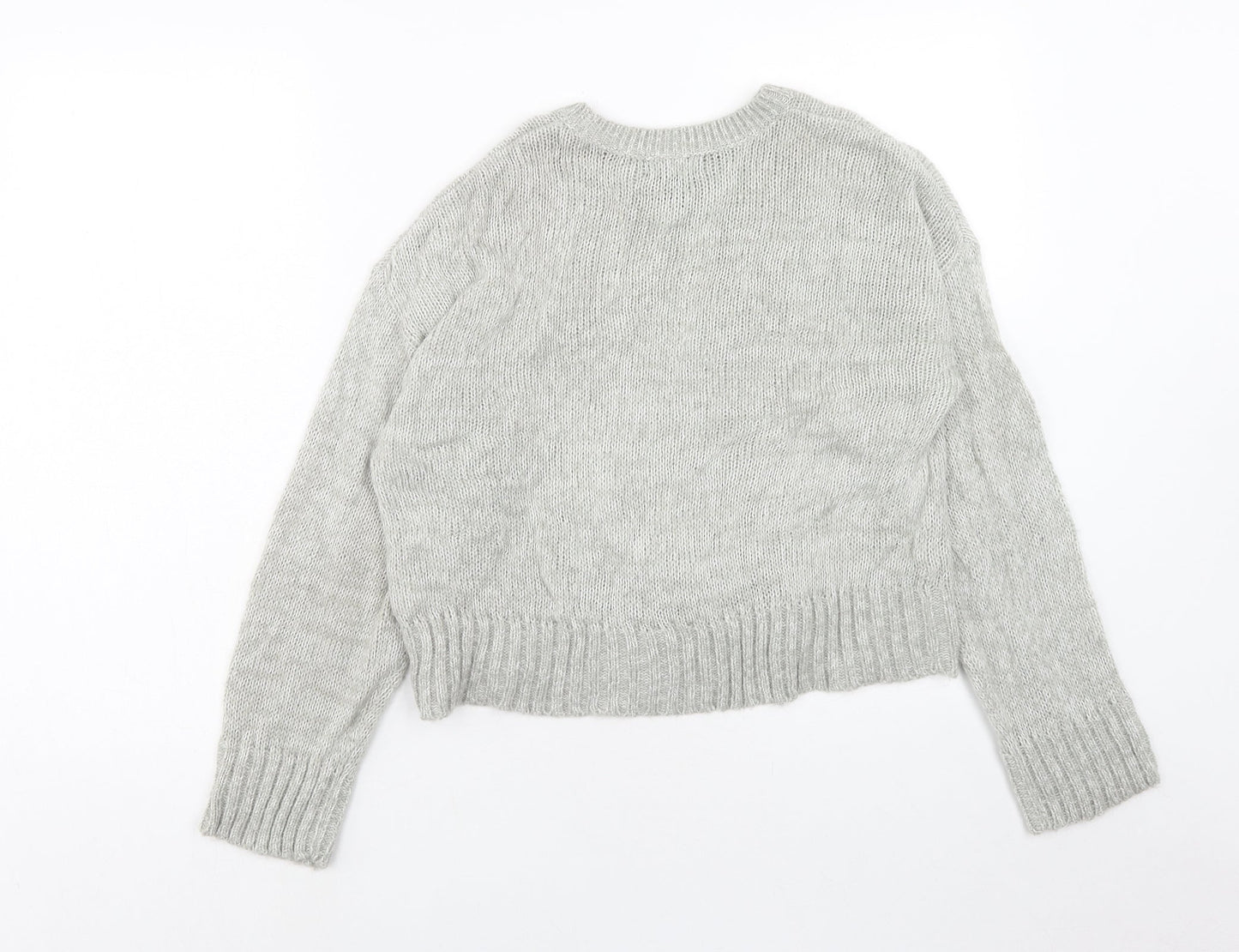 New Look Womens Grey Round Neck Acrylic Pullover Jumper Size S