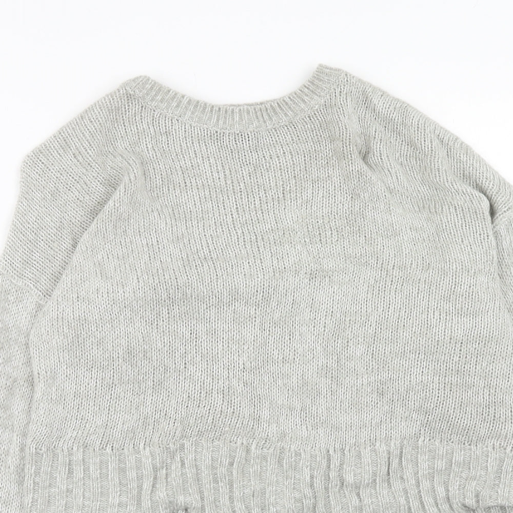 New Look Womens Grey Round Neck Acrylic Pullover Jumper Size S
