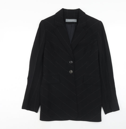 Press&Bastyan Womens Black Striped Wool Jacket Blazer Size 8