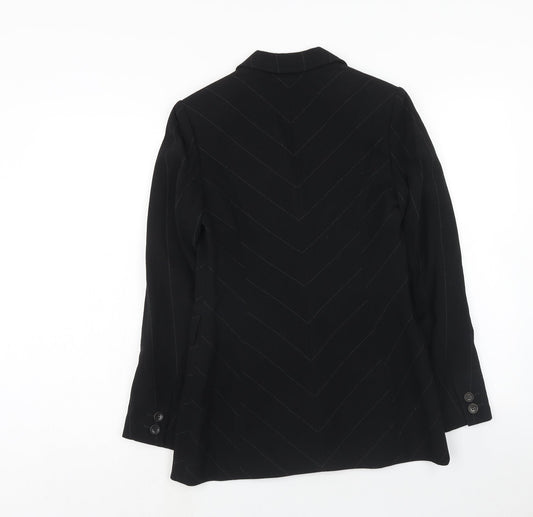 Press&Bastyan Womens Black Striped Wool Jacket Blazer Size 8