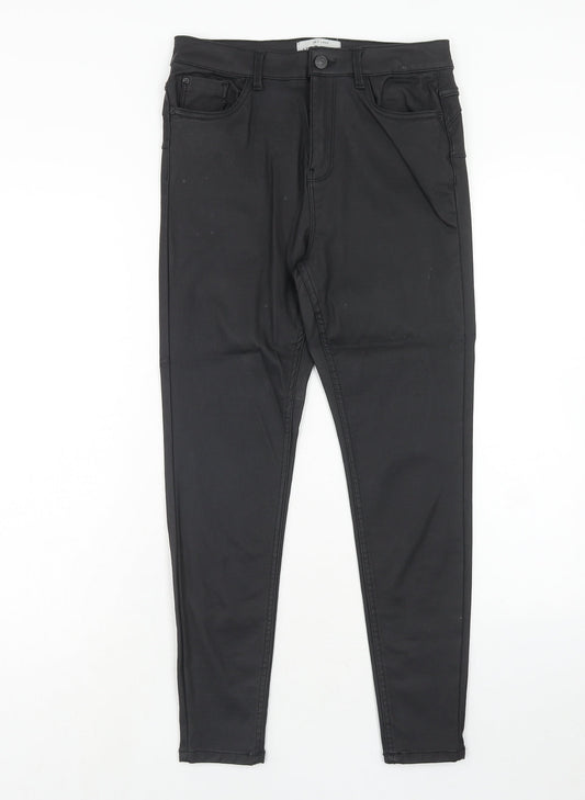 New Look Womens Black Viscose Trousers Size 12 Regular Zip